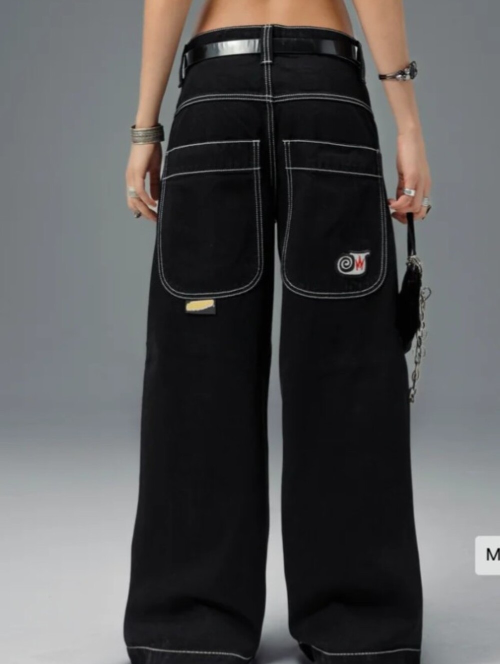 JNCO Wide-Leg Black Twin Cannon JEANS 30/32